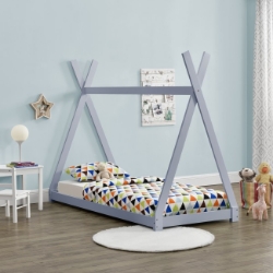 Pat pentru copii Daria, culoare gri deschis, dimensiuni 208 x 96 x 163 cm